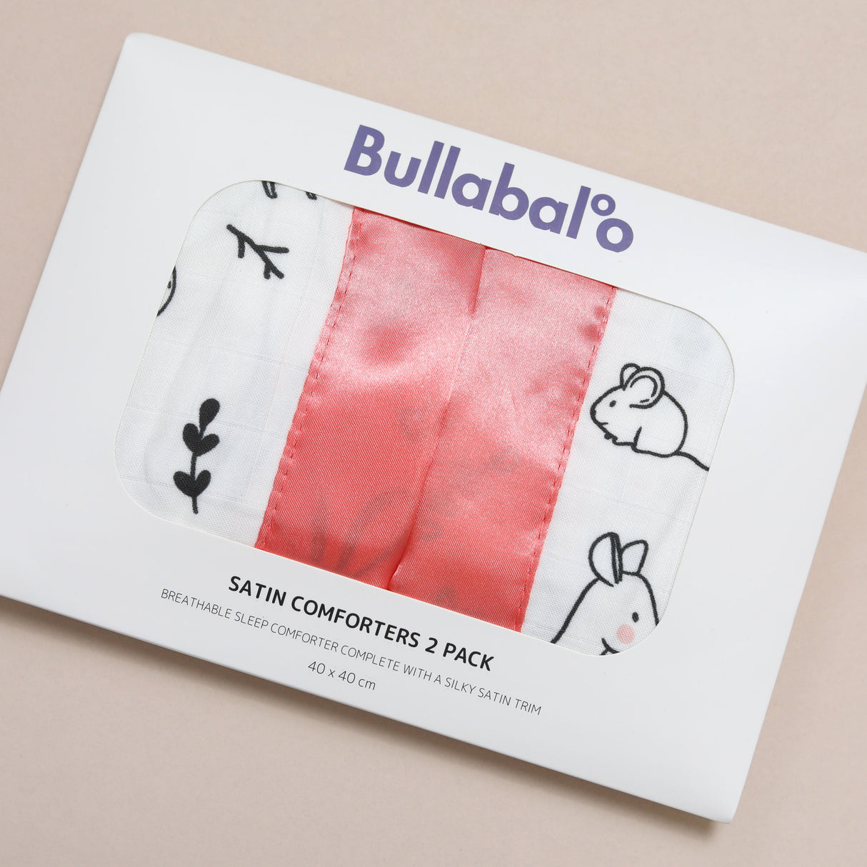 Forest Animal Satin Comforter 2 - Pack - Coral Pink Satin - Bullabaloo