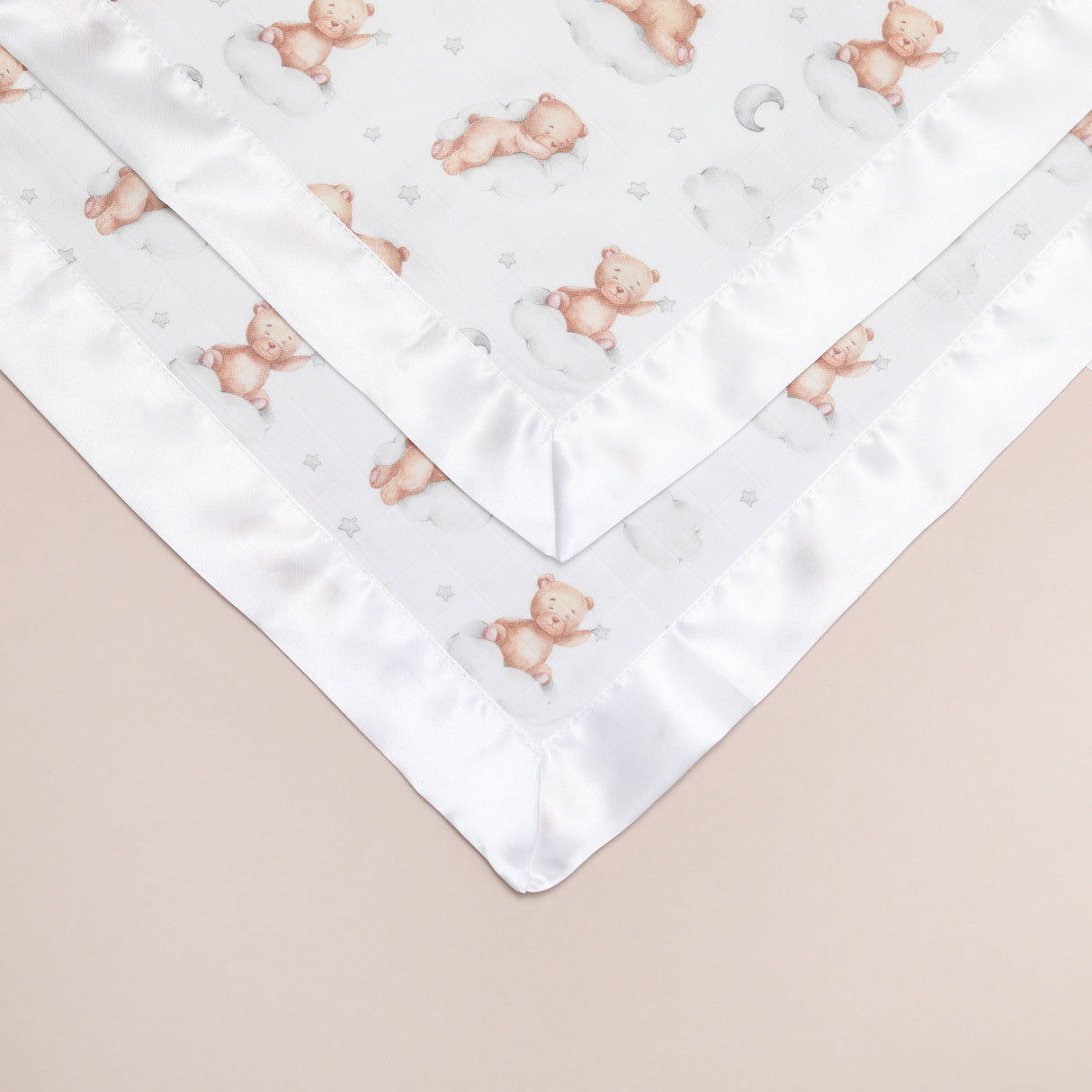 Sleeping Bears Satin Comforter 2 - Pack - White Satin - Bullabaloo