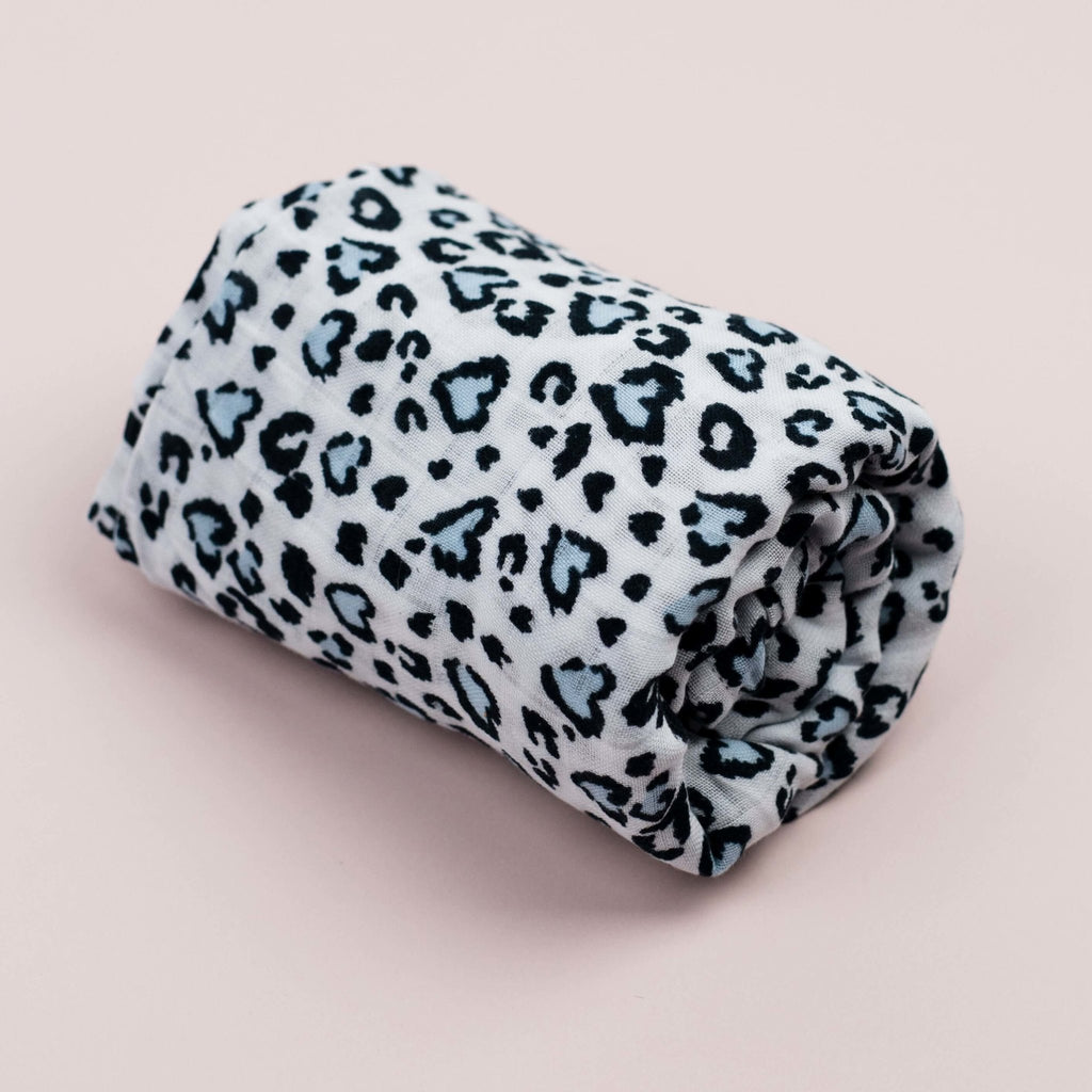 Baby Blue Leopard Print Swaddle - Bullabaloo