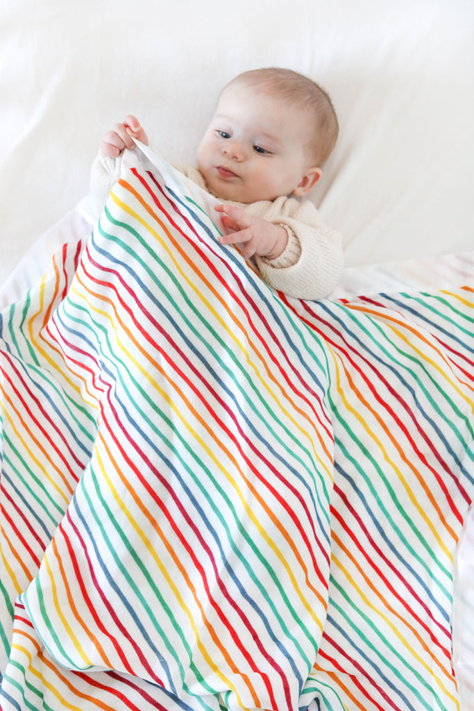 Pram Blanket - Rainbow Stripes - Bullabaloo