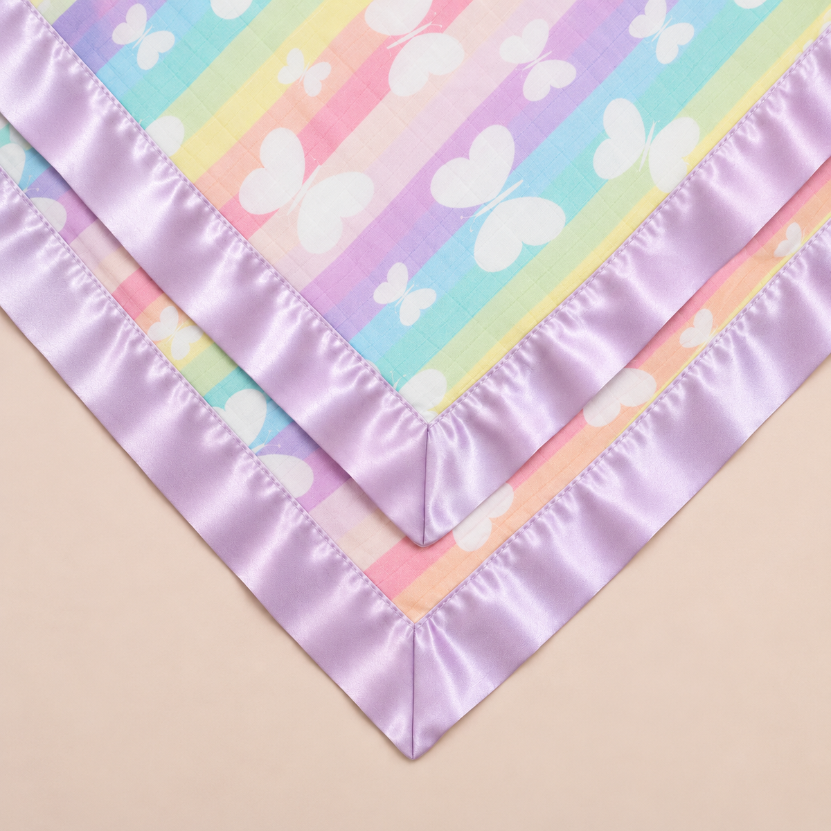 Rainbow Butterflies | 2-Pack Sleep Comforters | Lilac Satin