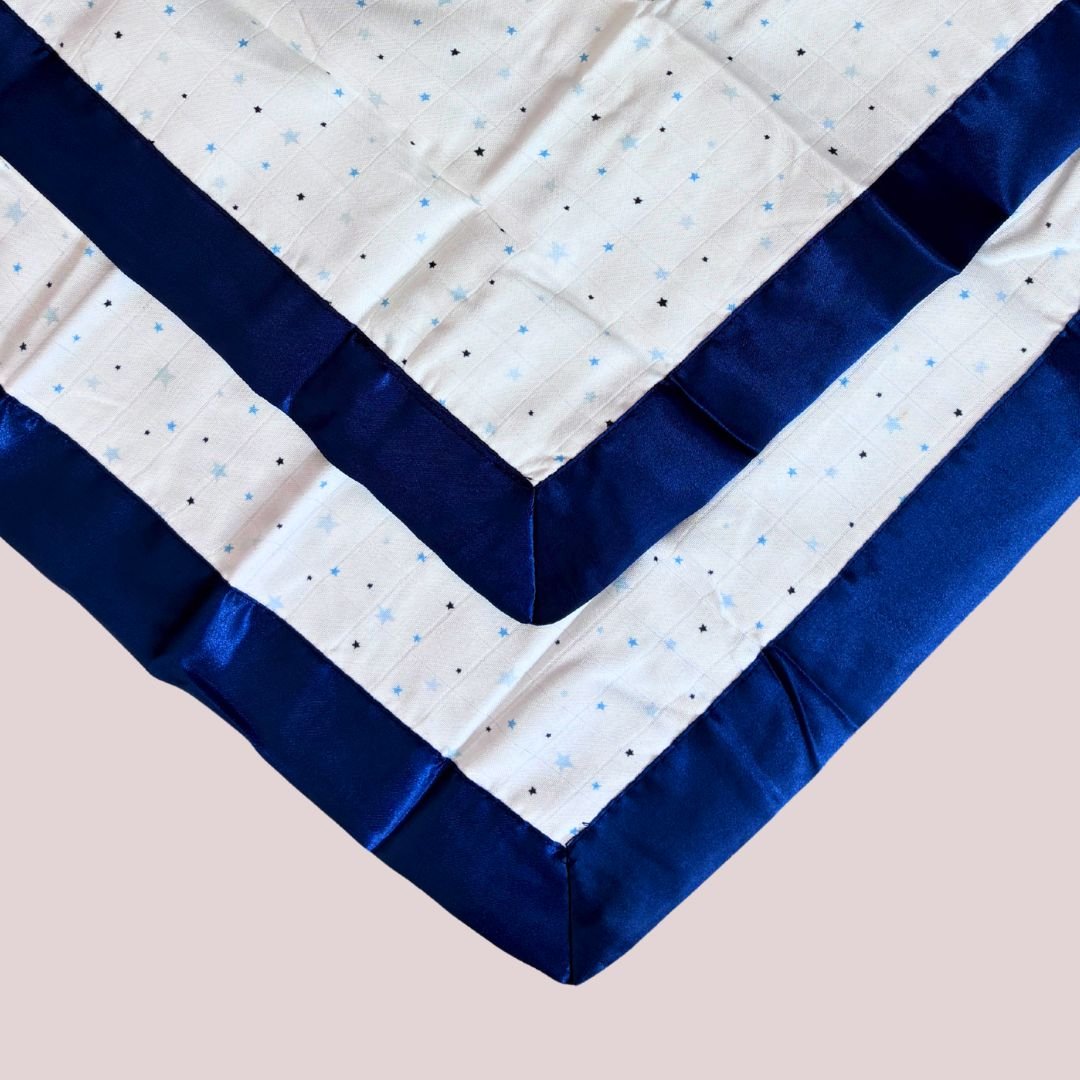 Blue Stars Satin Comforter 2 - Pack - Navy Blue Satin - Bullabaloo