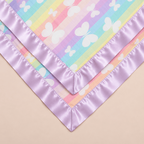 Rainbow Butterflies | 2-Pack Sleep Comforters | Lilac Satin - Bullabaloo