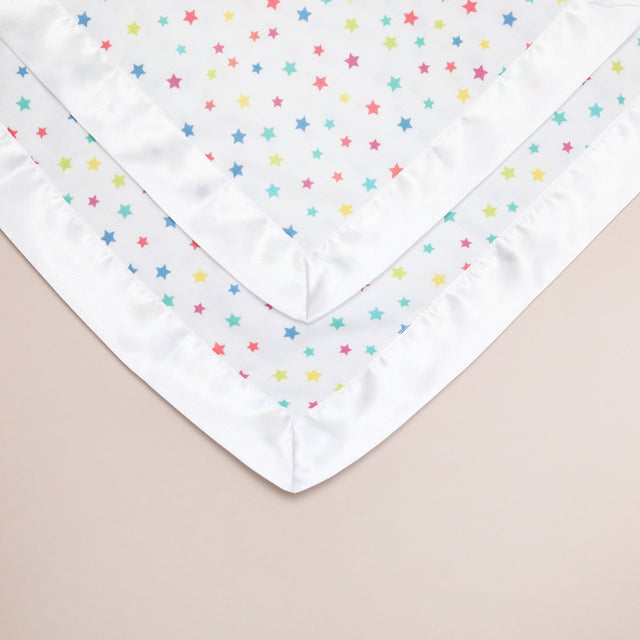 Rainbow Star Satin Comforter 2 - Pack - White Satin - Bullabaloo