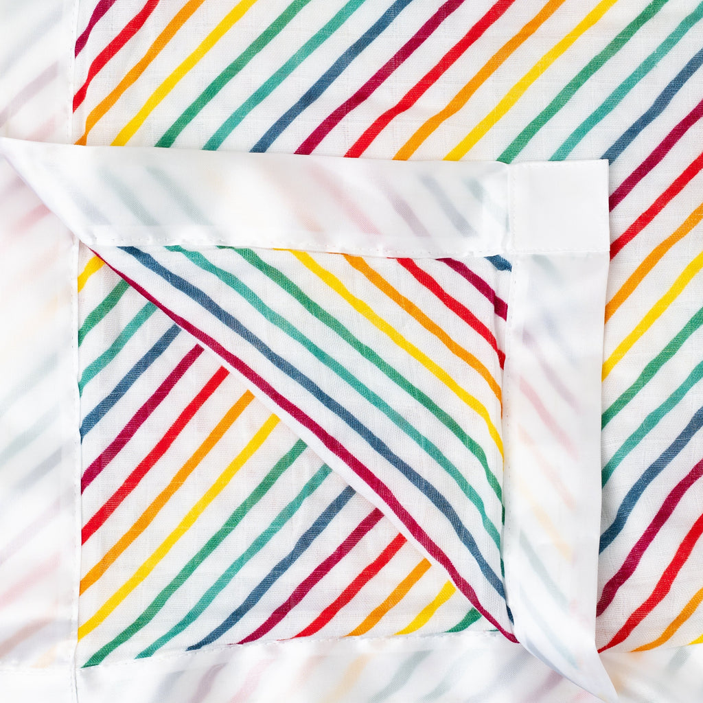 SAMPLE SALE - Pram Blanket - Rainbow Stripes - Bullabaloo