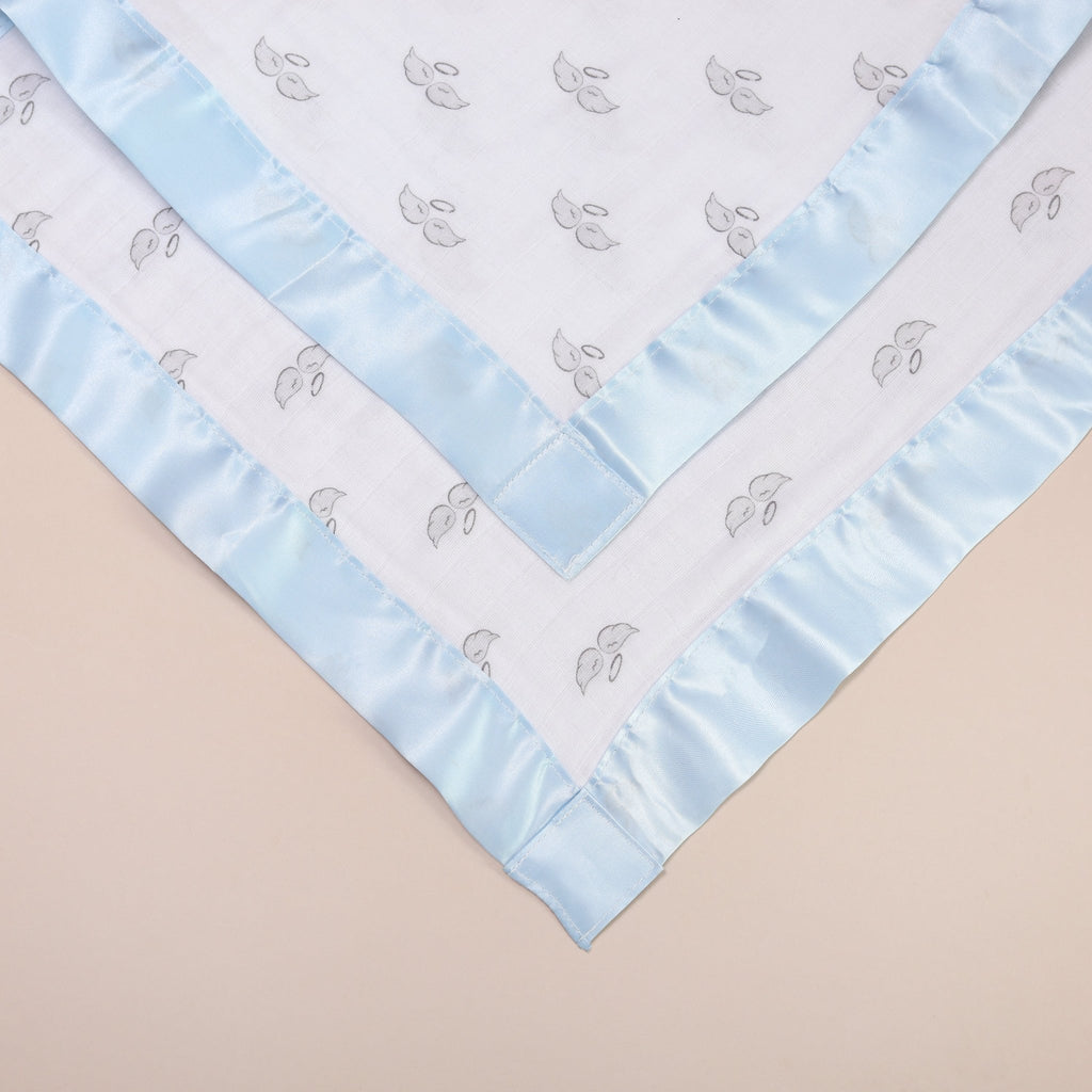 Angel Wing Print Satin Muslin Baby Comforter Bullabaloo