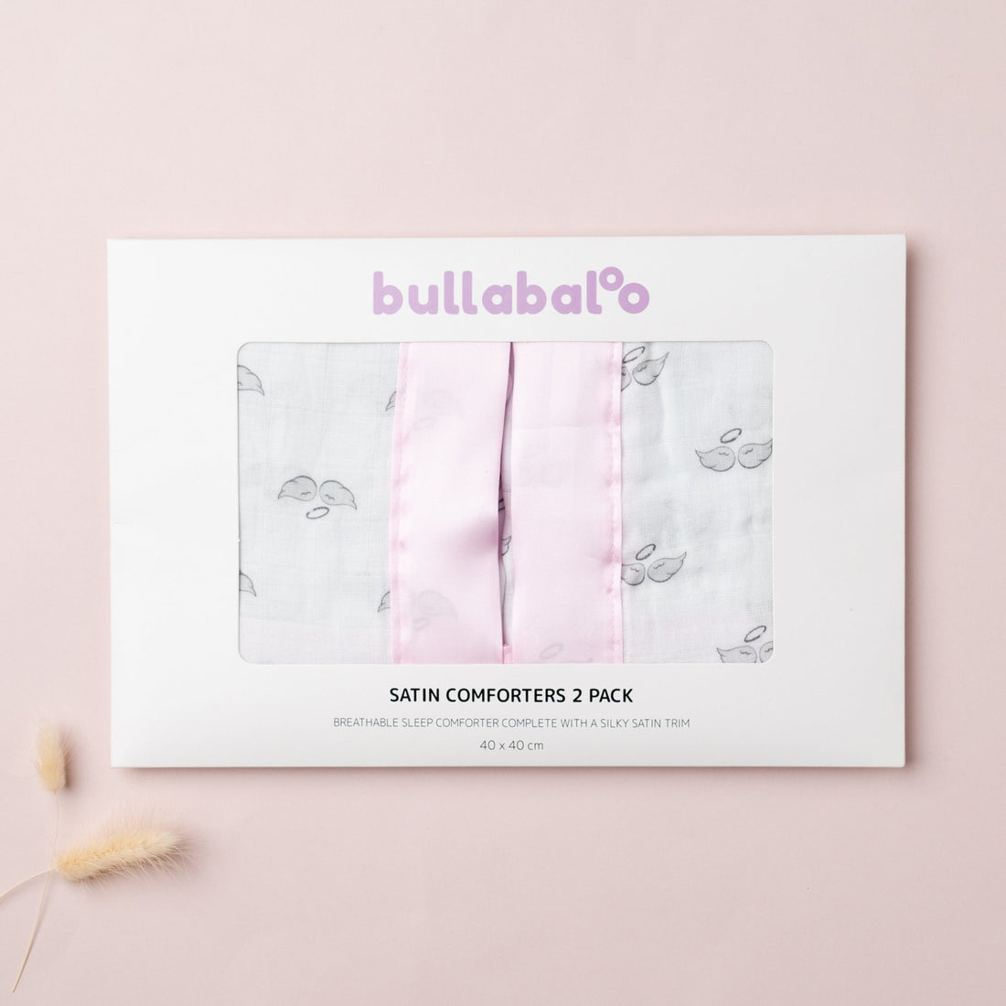 Angel Wing Satin Muslin Comforter 2-Pack - Baby Pink - Bullabaloo