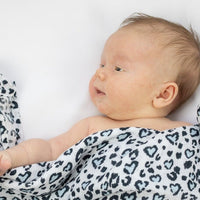 Baby Blue Leopard Print Swaddle - Bullabaloo
