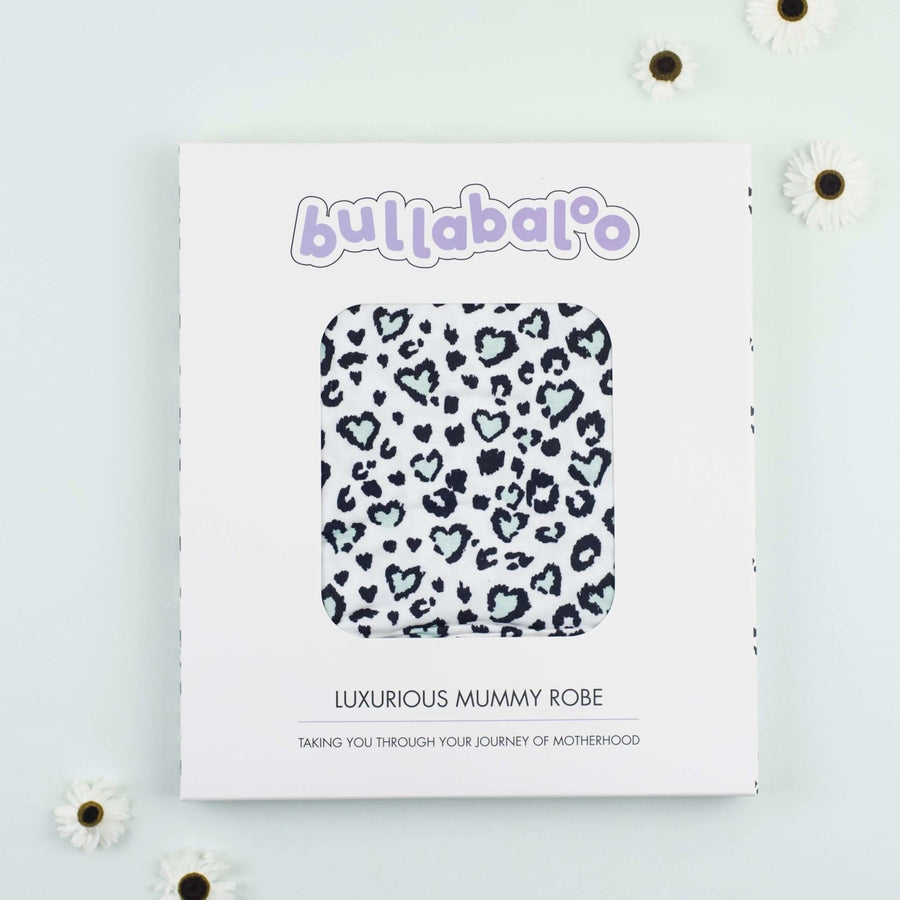 Maternity Robe - Mint Leopard Print - Bullabaloo