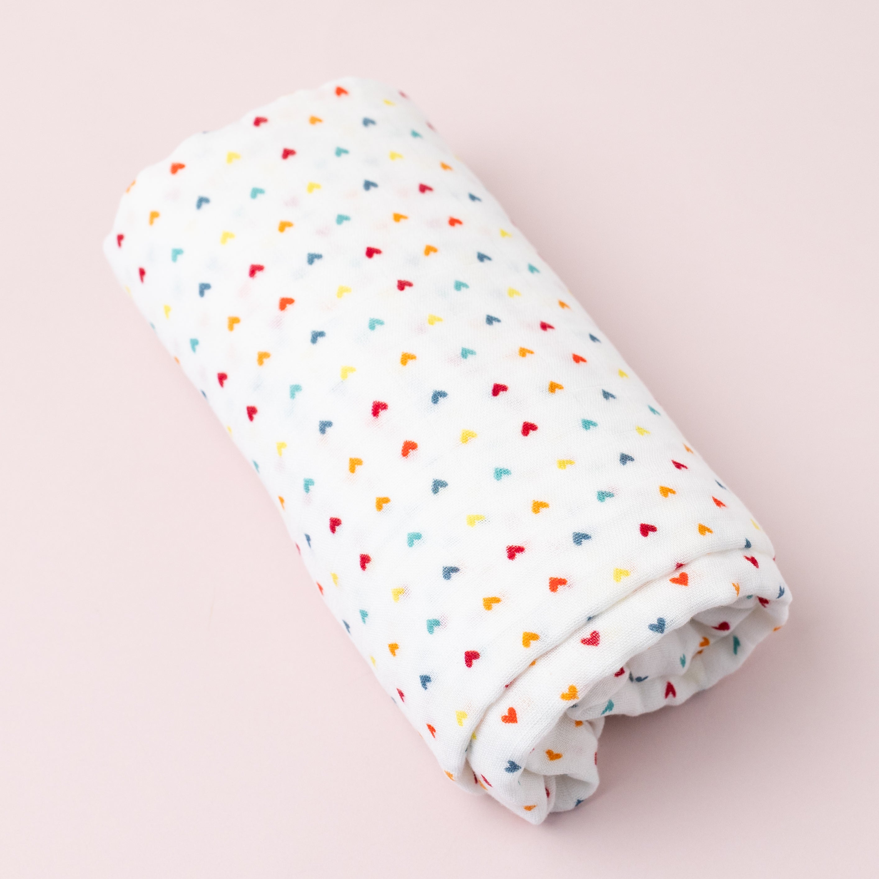 Muslin Swaddle Rainbow Hearts Bullabaloo