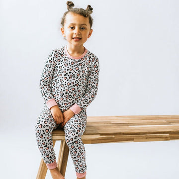 Pink Leopard Print Children's Pyjamas Long Sleeve - Bullabaloo