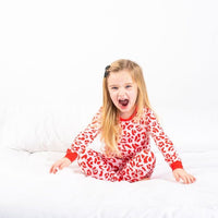 Red & Pink Leopard Print Children's Pyjamas Long Sleeve - Bullabaloo