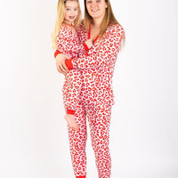 Red & Pink Leopard Print Children's Pyjamas Long Sleeve - Bullabaloo