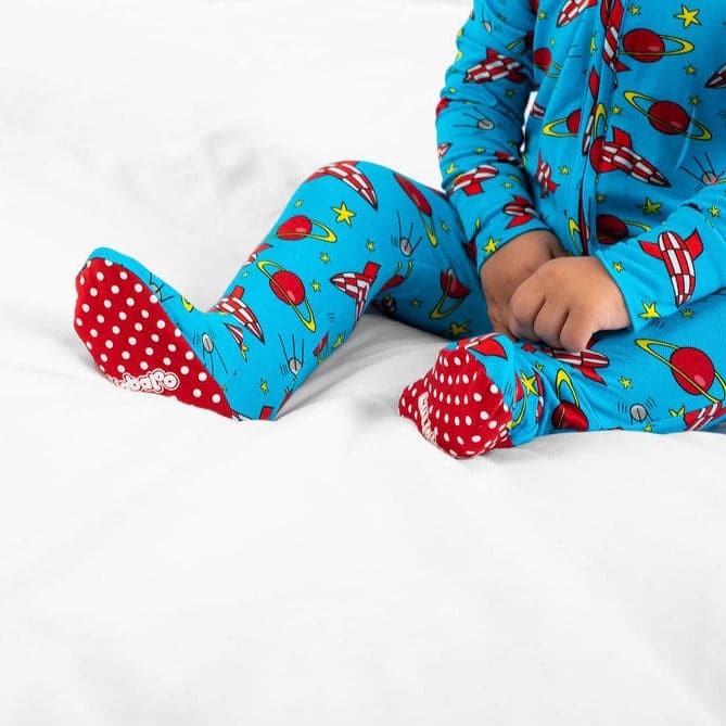 Space Babygrow With Grip Feet - Bullabaloo