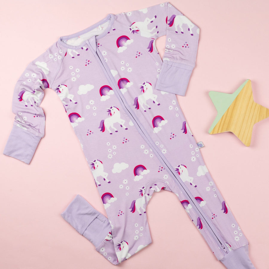 Unicorn Zip Babygrow - Bullabaloo